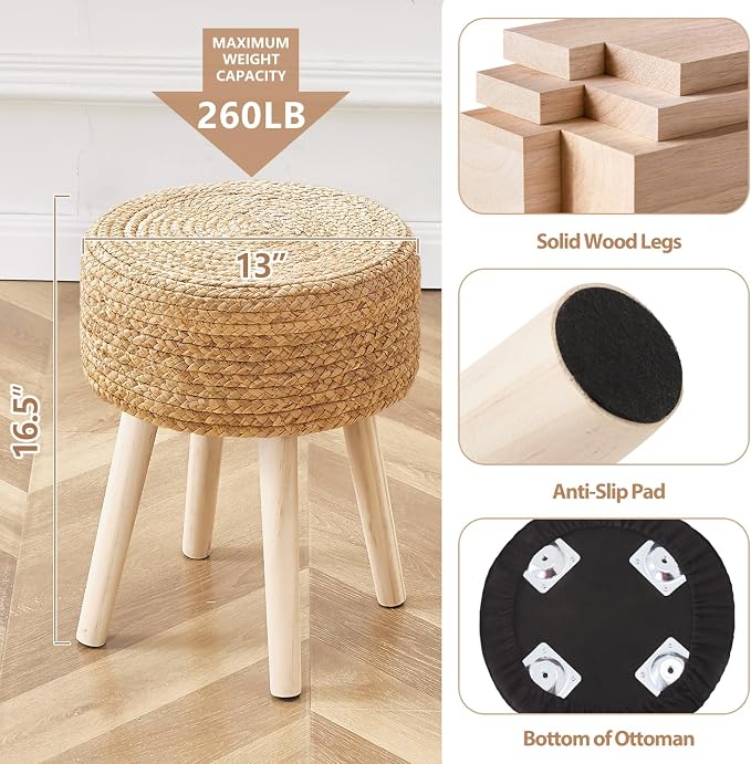 Cpintltr Round Ottoman Footstool Foot Stool Pouf Ottomans - Image 5