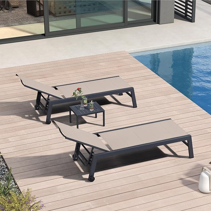 PURPLE LEAF Outdoor Chaise Lounge Set of 4 Aluminum Patio Lounge Chair - Image 3