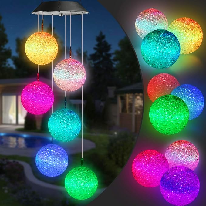Toodour Solar Wind Chime, Color Changing Ball Wind Chimes, LED Decorative Mobile by Toodour