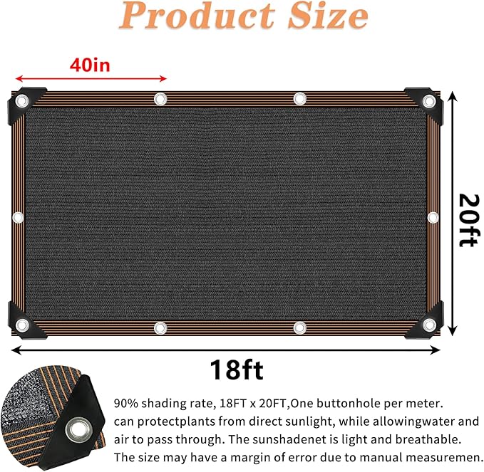 QLOFEI 18x20 FT Shade Cloth for Garden, 80% Sunblock Shade Neting Cover - Image 2
