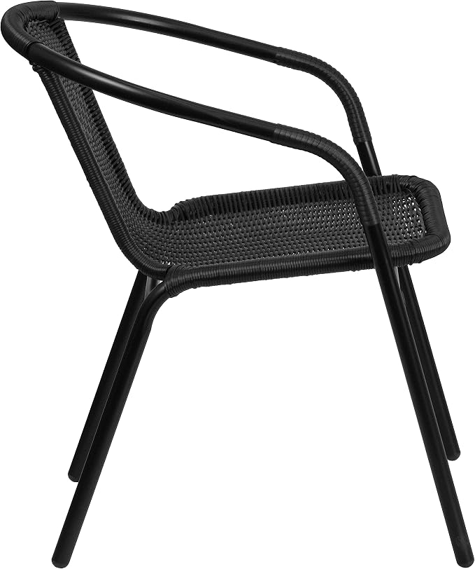 EMMA + OLIVER Set of 4 Modern Rattan Indoor/Outdoor Stack Chairs, Stacking - Image 9