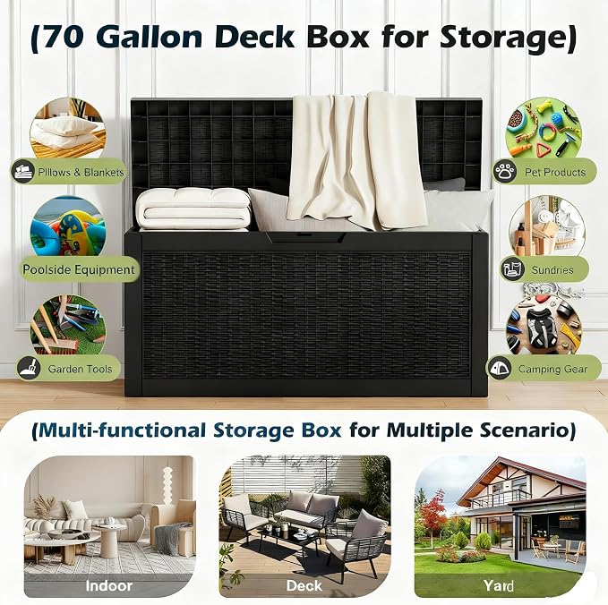 Outdoor Storage Box, Resin Deck Boxes Indoor and outdoor, Waterproof Storage - Image 2