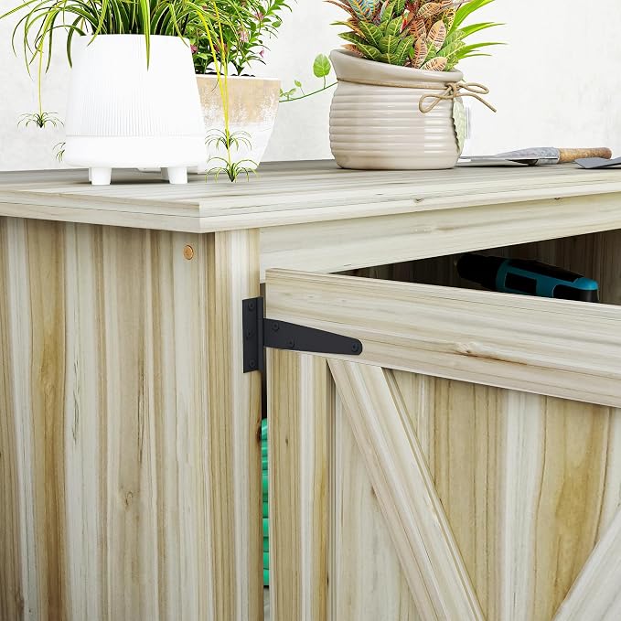 Outsunny Wood Garden Shed, Compact Outdoor Storage Cabinet Potting Shed - Image 9