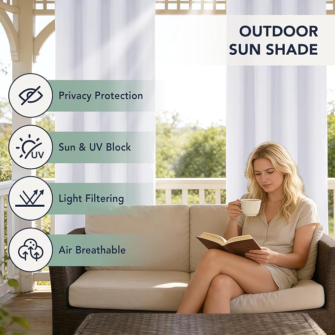 White Outdoor Curtains for Patio Waterproof - Image 3