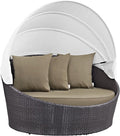 Modway Convene Wicker Rattan Outdoor Patio Retractable Canopy Round Poolside by Modway