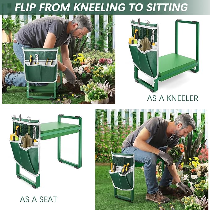 FLINTER 10.2" Wider Garden Kneeler and Seat, Heavy Duty Thick Gardening Bench - Image 5