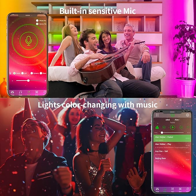 KSIPZE 100ft Led Strip Lights RGB Music Sync Color Changing Led Lights - Image 4
