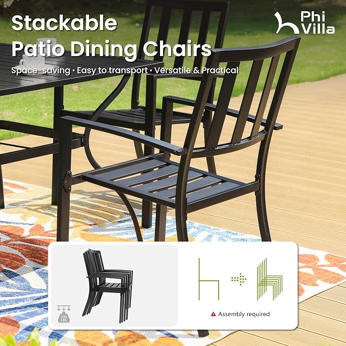 PHI VILLA 5 Piece Outdoor Dining Table Set - Image 3
