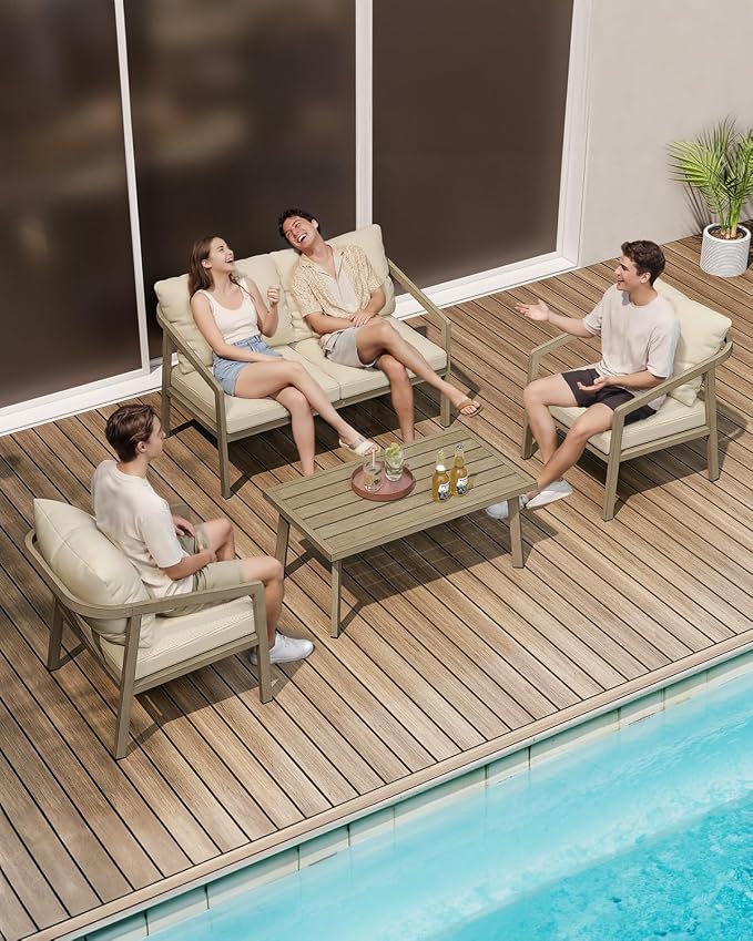 Outdoor Patio Loveseat, Never-Rust Aluminum Outdoor Loveseat Couch - Image 2