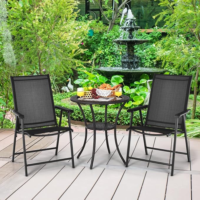 Giantex Set of 2 Patio Folding Chairs, Portable Outdoor Dining Chairs - Image 2
