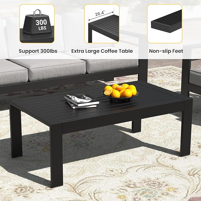 Wisteria Lane Outdoor Furniture Patio Coffee Table, Rectangle Outdoor Coffee - Image 3