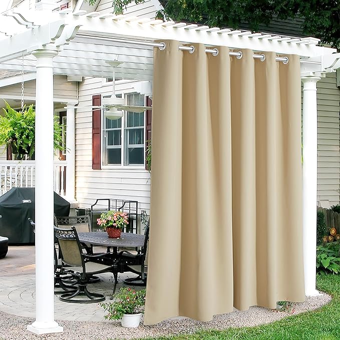 RYB HOME Outdoor Curtains for Patio Waterproof Block Sunlight Thermal Insulated by RYBHOME