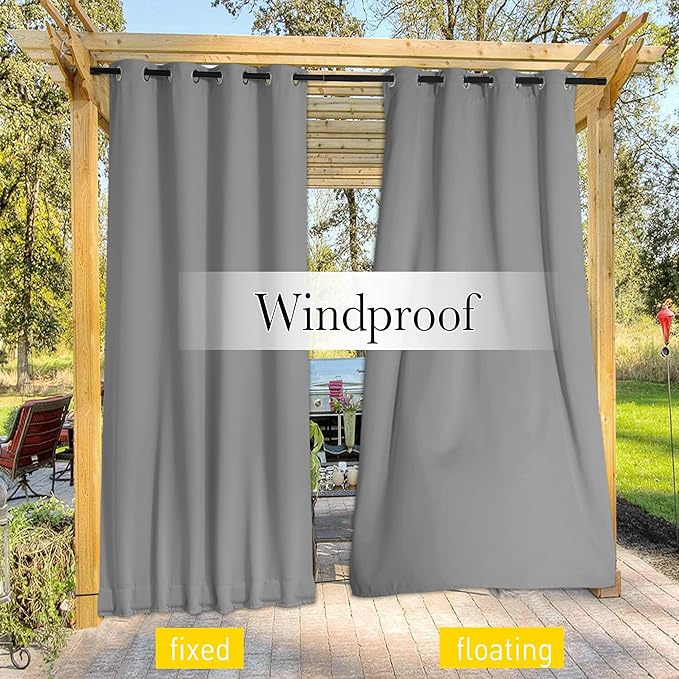 NICETOWN 2 Panels Waterproof Outdoor Curtains Fixed Grommet & Back Tab on Top & - Image 5