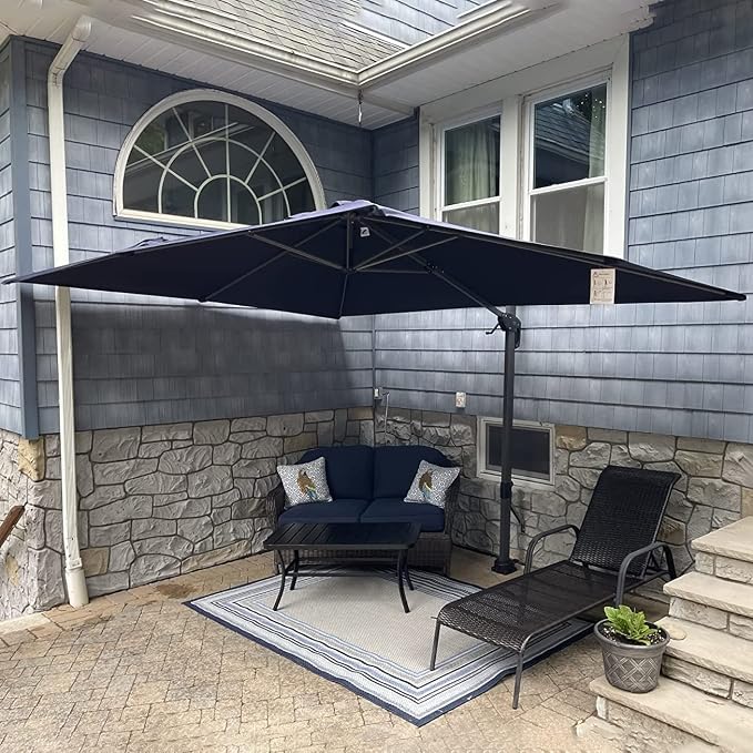 PURPLE LEAF 9' X 11.5' Patio Umbrella Outdoor Cantilever Rectangle Umbrella - Image 2