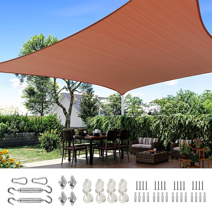 Quictent 24X24FT Large Overzied 185G HDPE Square Sun Shade Sail Canopy 98% UV by QUICTENT