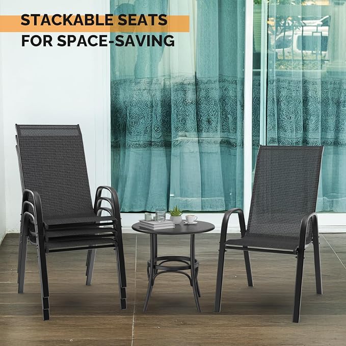 VINGLI Patio Chairs Set of 8 – Stackable Outdoor Dining Chairs - Image 9