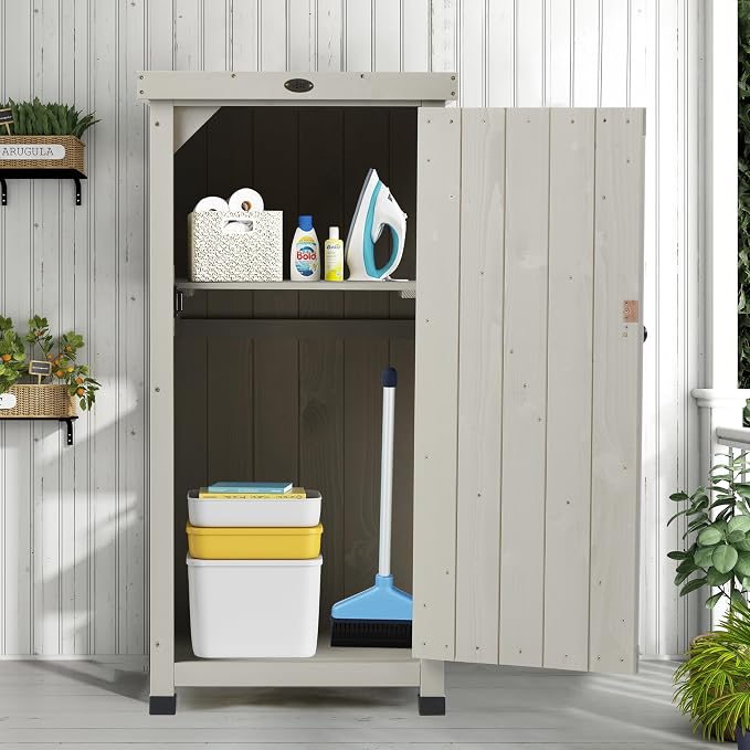 Outdoor Storage Cabinet for Patio, Garden Potting Bench Table - Image 2