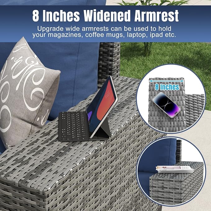 Aoxun 12 Pieces Patio Furniture Set Wicker Rattan Outdoor Sectional - Image 5