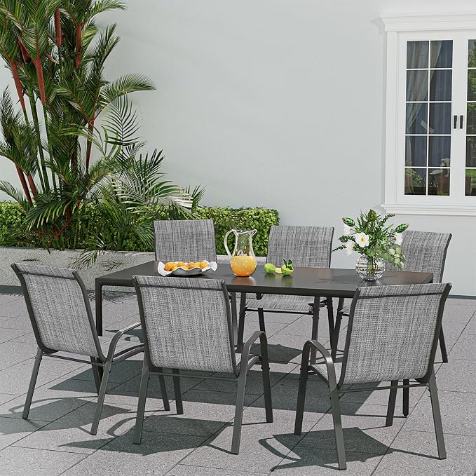 Patio Dining Chairs Set of 6, Outdoor Stackable Dining Chairs High Back - Image 6