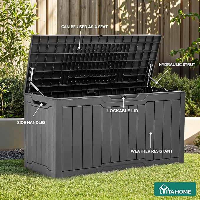 YITAHOME 80 Gallon Outdoor Storage Box, Large Waterproof Resin Deck Box - Image 3