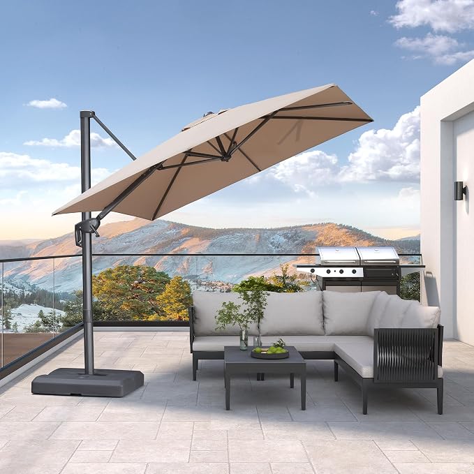 PURPLE LEAF Patio Umbrella 8' X 8' Rectangle Cantilever Umbrella Large Aluminum by Unknown