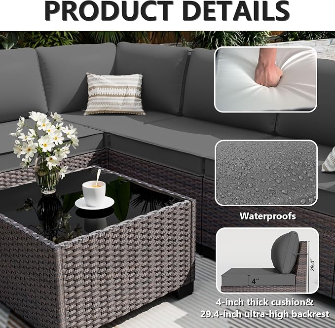 ALAULM 13 Pieces Outdoor Patio Furniture Set - Image 4