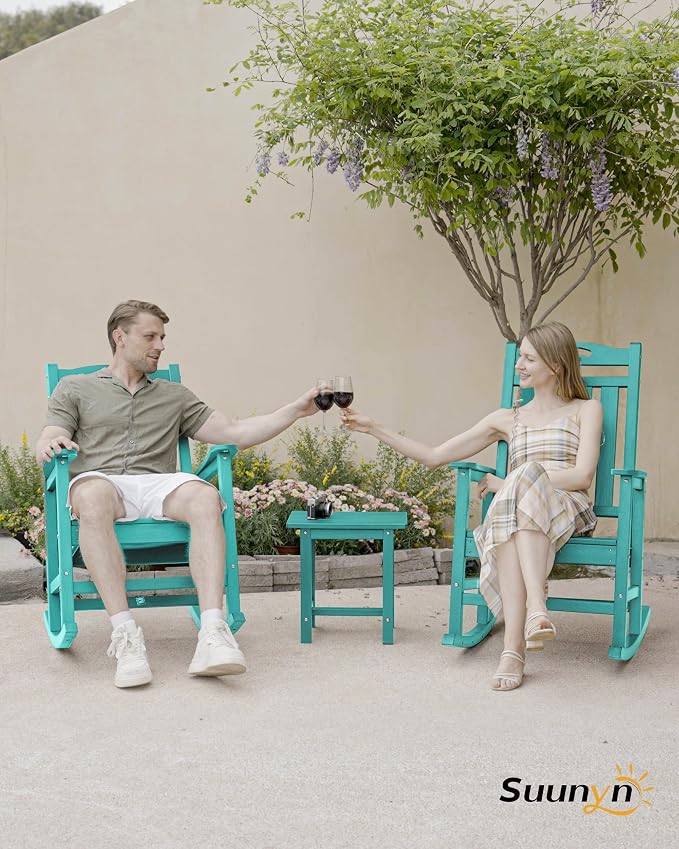 Oversized Outdoor Rocking Chair Set of 2, HDPE All-Weather Patio Rocking Chairs - Image 7