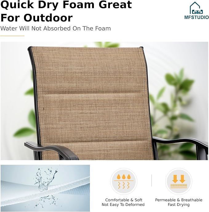 MFSTUDIO 5 Piece Outdoor Swivel Bar Set, Outdoor Bar Table and Chairs Set - Image 4