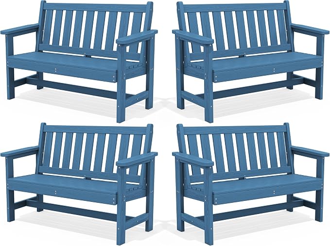 SERWALL Outdoor Bench, HDPE Outdoor Benches Weatherproof, 2-Person Garden Bench by SERWALL