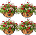 Metal 10 inch Round Planter, 4 Pack Hanging Wire Basket by JFFLYIT