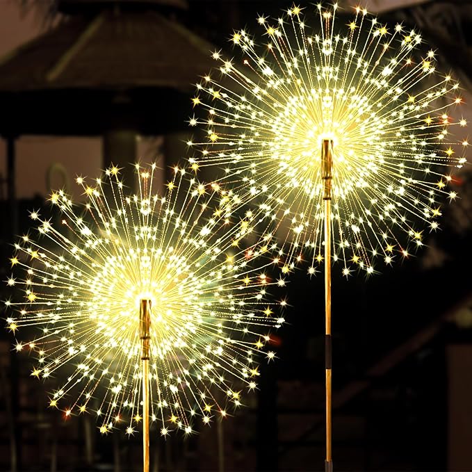 JJGoo Solar Firework Lights, 2 Pack 150 LEDs 2 Lighting Modes Solar Lights by JJGoo