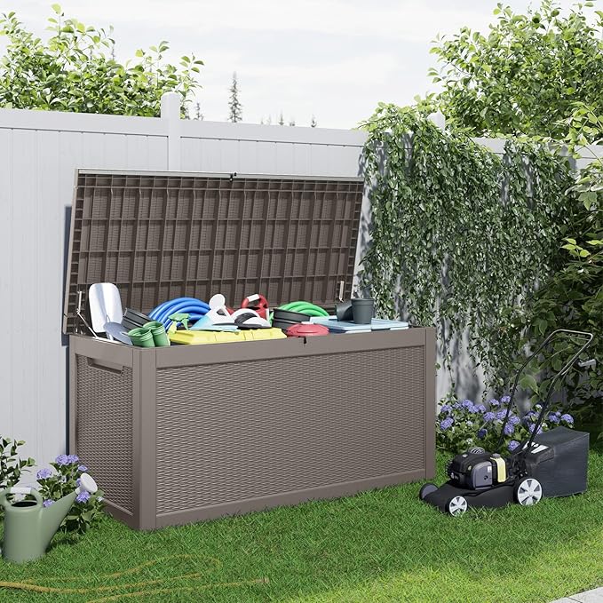 ROJIK Outdoor Storage Housing Deck Box, Waterproof Patio Furniture, Garden Tools - Image 7