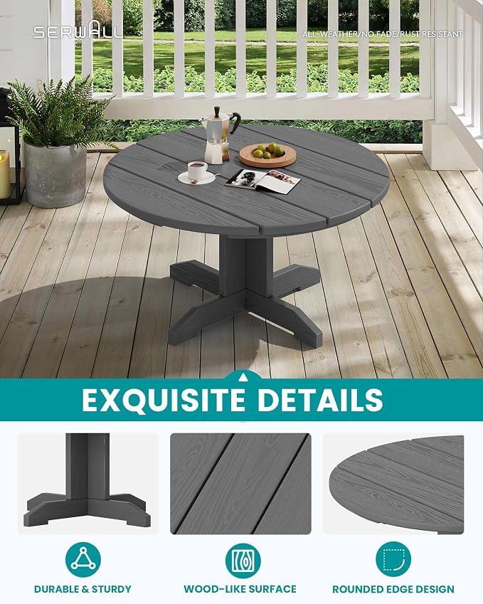 SERWALL 36'' Round Outdoor Coffee Table - Image 3