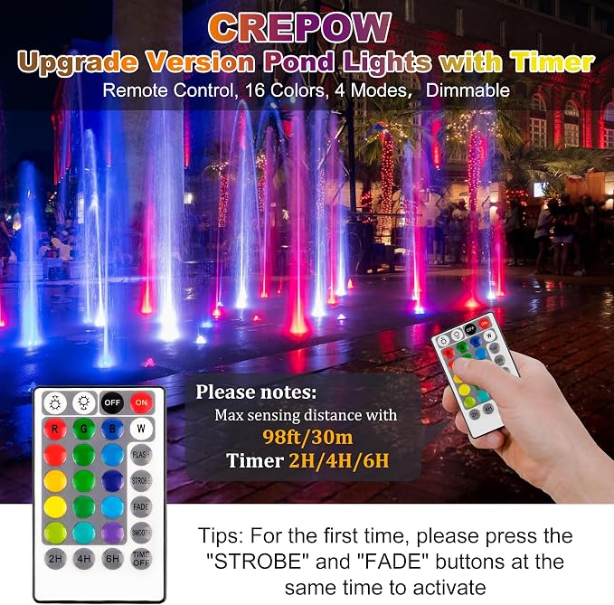 RGB Pond Lights with Timer, LED Underwater Submersible Colorful Landscape - Image 3