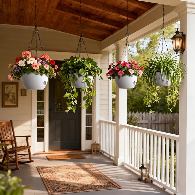 4 Pack 8 Inch Self Watering Hanging Planters - Image 7