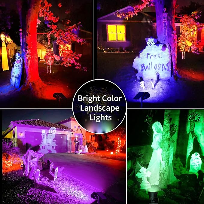 JSOT 2 Pack Christmas Solar Spotlights, RGB Solar Spot Light Outdoor Waterproof - Image 2