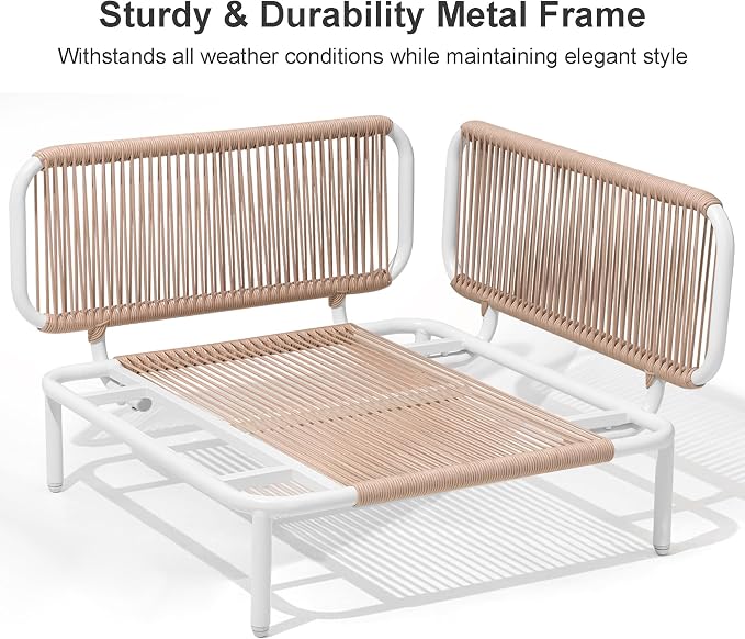 6 Piece Modern Outdoor Sectional Sofa, Weather-Resistant Metal Frame and - Image 8