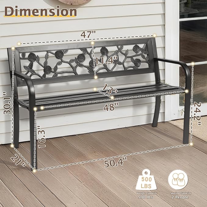 Outvita Outdoor Bench, Patio Bench - Image 3