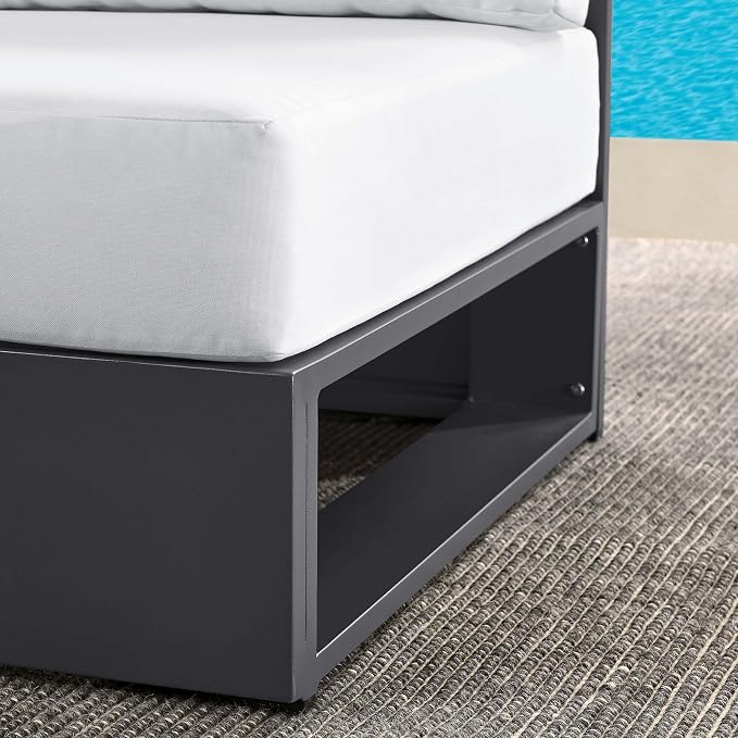 Modway Tahoe Aluminum Armless Patio Gray White Modular Weather-Resistant - Image 9