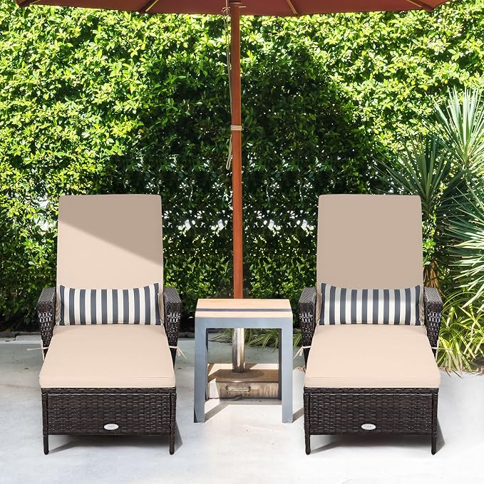 COSTWAY PE Rattan Chaise Lounge Chair, 6 Gear Adjustable Recliner - Image 2