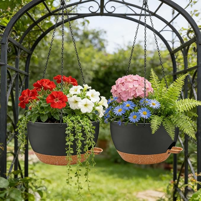 2 Pack 12 Inch Self Watering Hanging Planters - Image 4