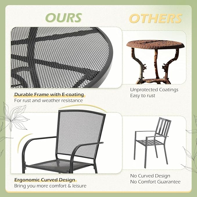 AECOJOY Metal Patio Table and Chairs Set - Image 5