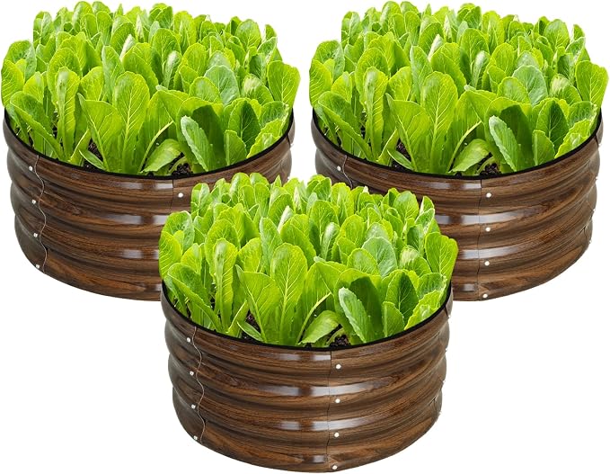 SnugNiture 3 Pcs 2x2x1ft Round Galvanized Raised Garden Bed Kit Outdoor by snugniture
