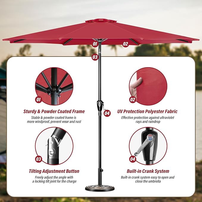 Simple Deluxe 9' Patio Umbrella Outdoor Table Market Yard Umbrella - Image 2