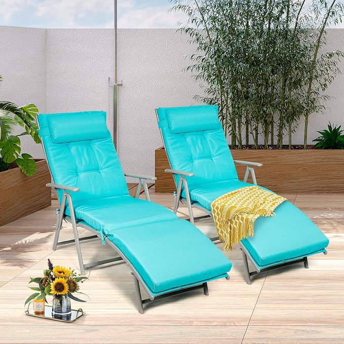 Giantex Chaise Lounge Chair for Outside, Pool Folding Reclining Beach Chair - Image 9