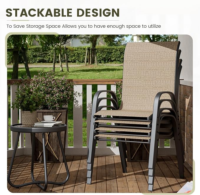 UDPATIO Patio Chairs Set of 4, Stackable Outdoor Dining Chairs - Image 6