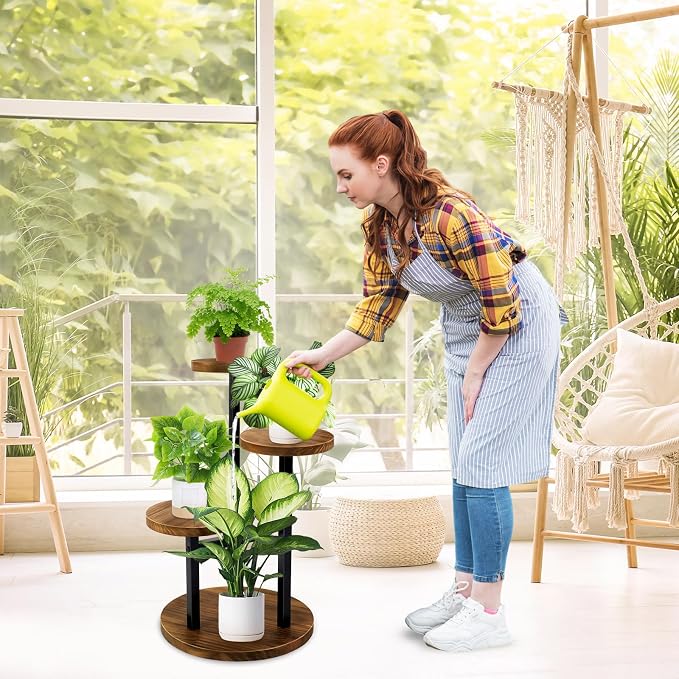GEEBOBO 3 Tier Plant Stand Indoor, Metal Wood Plant Stands - Image 2