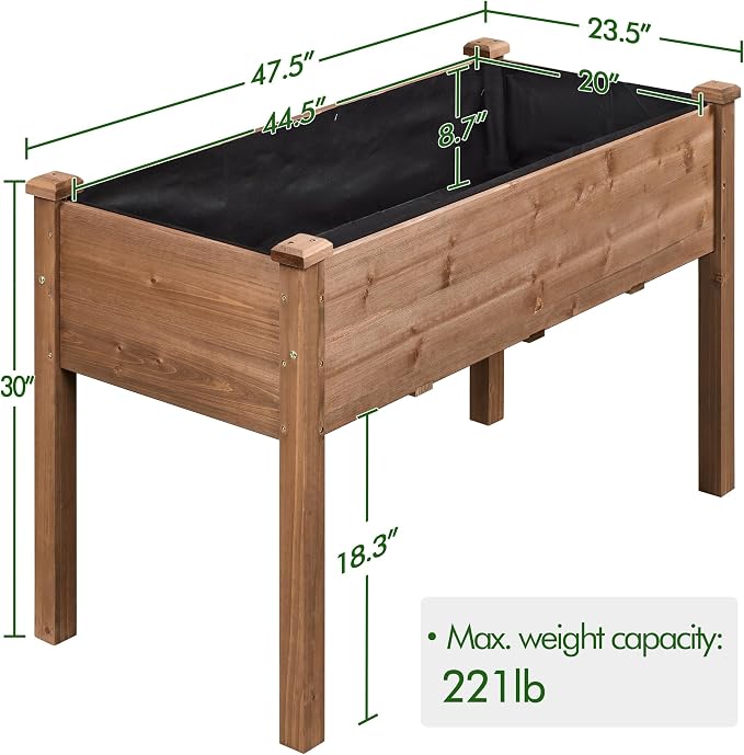 Yaheetech 1pc Raised Garden Bed 48x24x30in Elevated Wooden Horticulture Planter - Image 3