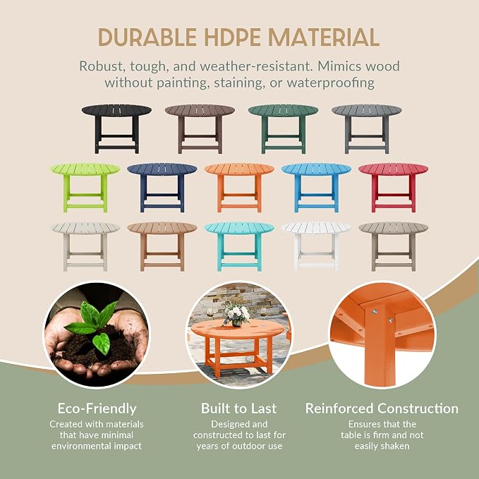 WestinTrends Malibu Low Outdoor HDPE Round Patio Coffee Table - Image 6
