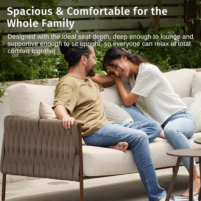 East Oak 5-Piece Patio Furniture Set | Life Chatter 5-Seat Outdoor Furniture | - Image 6